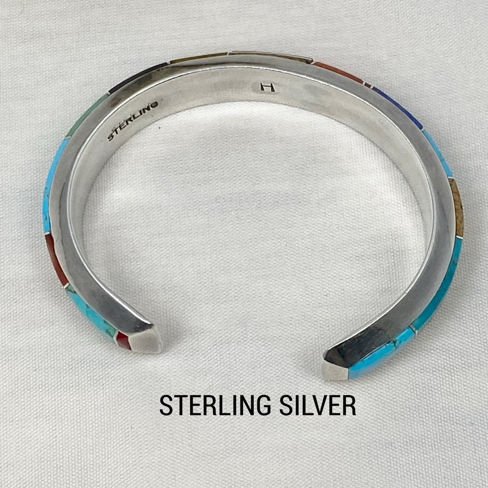 Signed-Cecil Henry Navajo Multistone Sterling Sil… - image 8